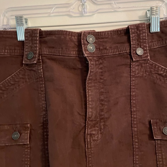 American Eagle Chocolate Brown Super Hi Rise A Line Corduroy Skirt Size 18 - Picture 7 of 13